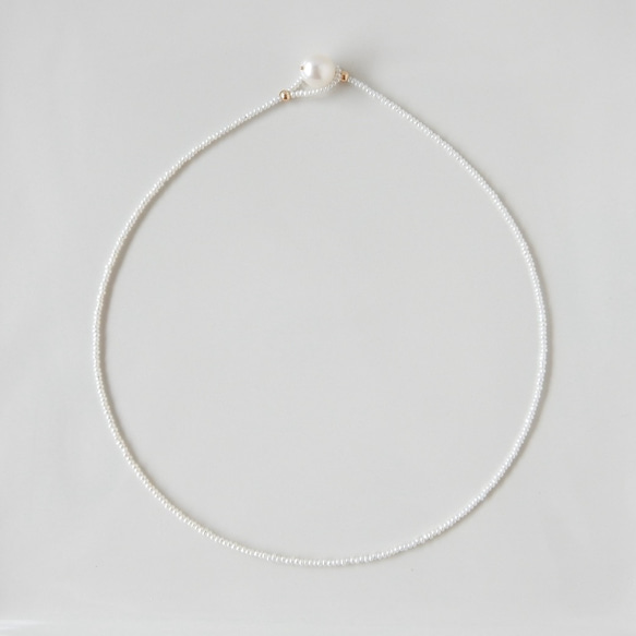 〖ラリエット/ショート〗淡水パールネックレス14kgf 【1805】 9枚目の画像