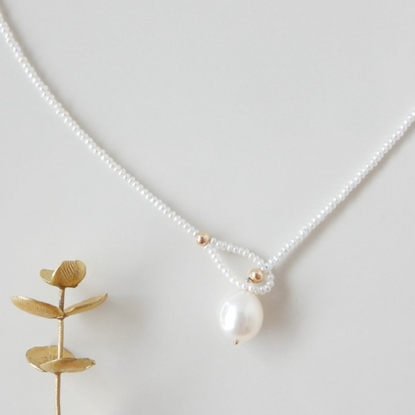 〖ラリエット/ショート〗淡水パールネックレス14kgf 【1805】 11枚目の画像