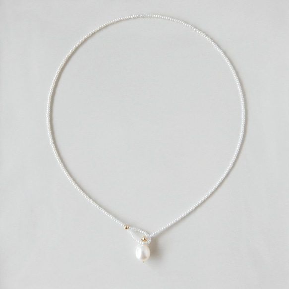 〖ラリエット/ショート〗淡水パールネックレス14kgf 【1805】 8枚目の画像