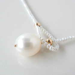 〖ラリエット/ショート〗淡水パールネックレス14kgf 【1805】 3枚目の画像