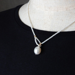 〖ラリエット/ショート〗淡水パールネックレス14kgf 【1805】 5枚目の画像