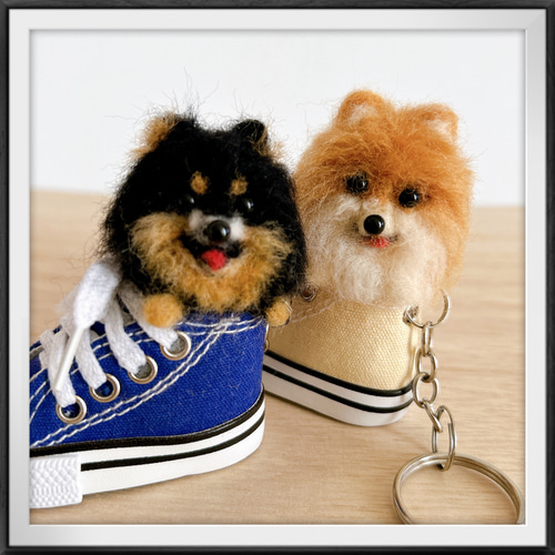 羊毛フェルト　ポメラニアン　ブラック 羊毛フェルト ポメラニアン ブラック ミニチュア羊毛フェルト【5.2cmの