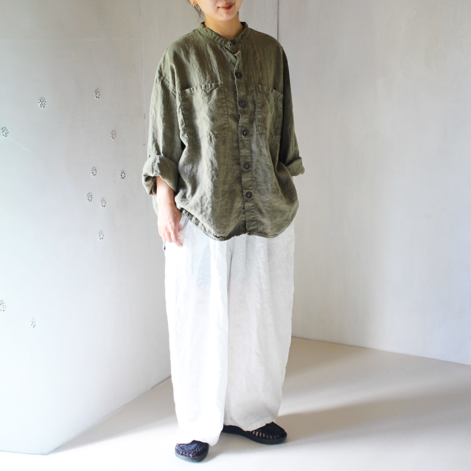 yohaku – linen jacket / 老竹色 / 草木染めリネンシャツジャケット