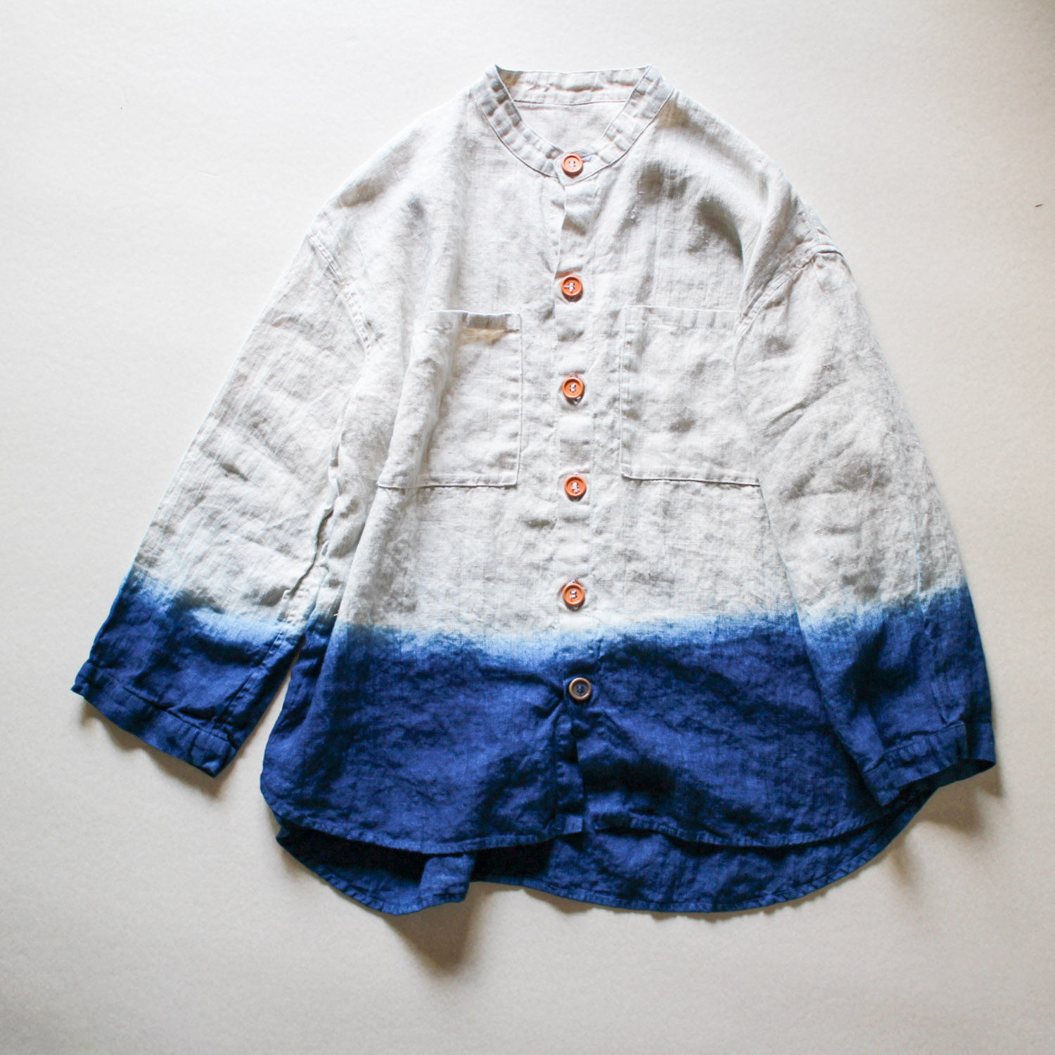 yohaku – linen jacket / 裾藍グラデーション〔藍染め〕