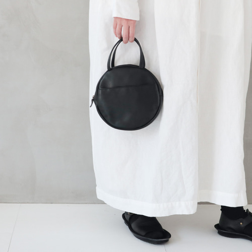 サークル型ハンドバッグ 本革 レザー レディース ミニ 革 ハンドバッグ