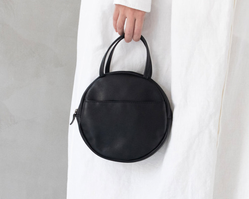サークル型ハンドバッグ 本革 レザー レディース ミニ 革 ハンドバッグ