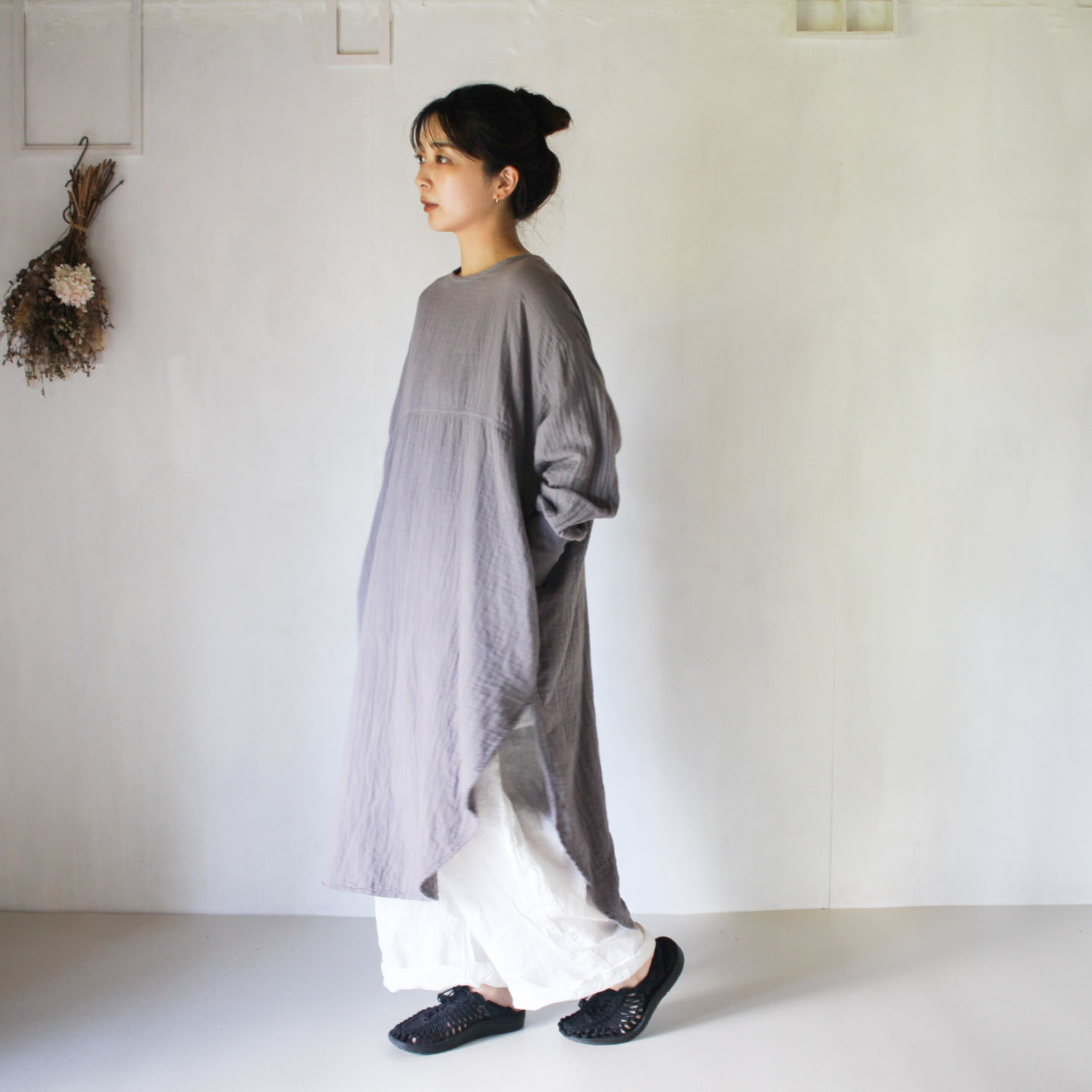 SUI – gauze tunic／淡藤色 / 草木染めガーゼチュニック