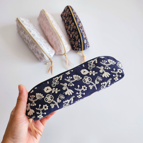 ミナペルホネン×check&stripeのペンケース│メガネケース│ロング