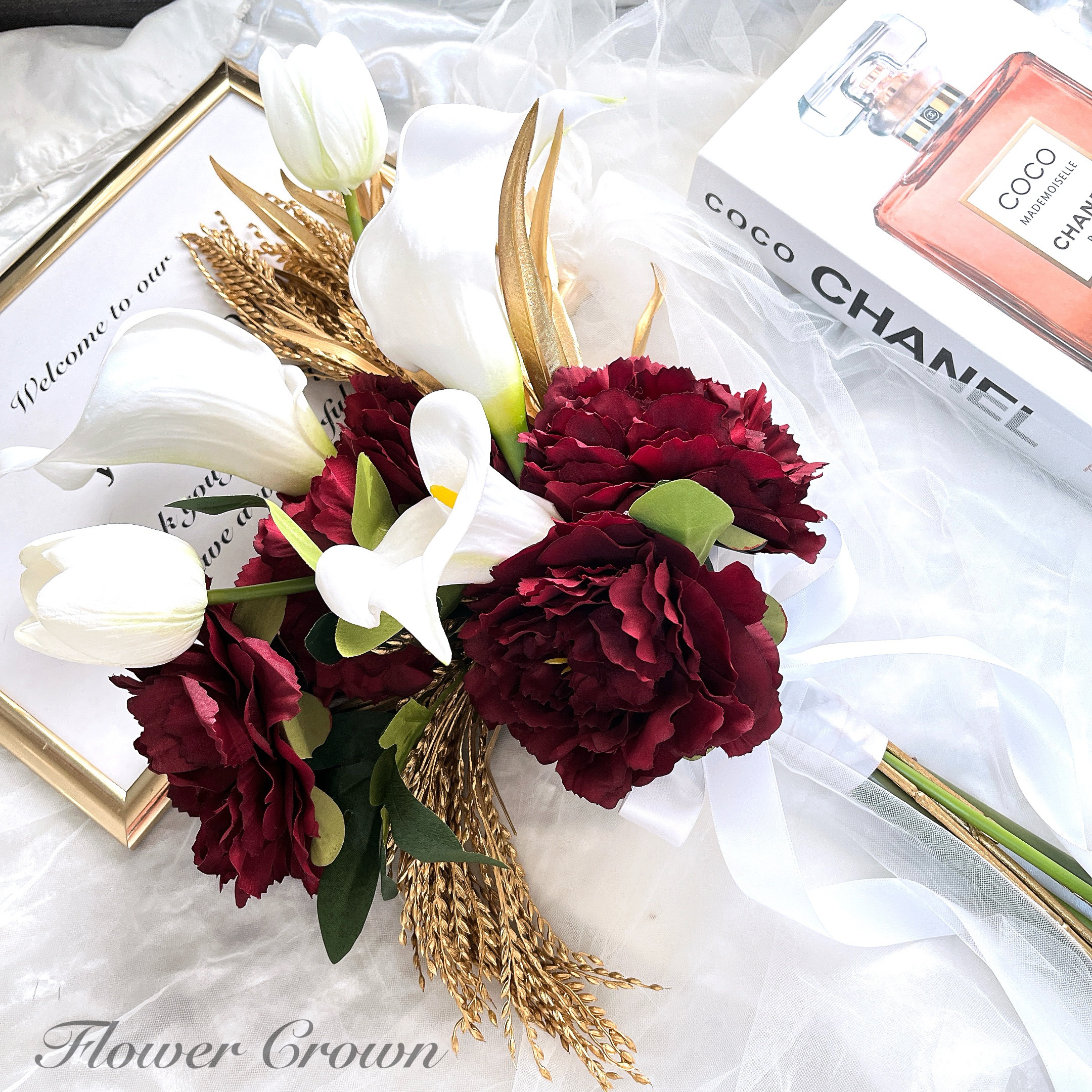 アーティフィシャルフラワーブーケ 結婚式 クラッチブーケ ウエディング ブーケ ブライダル ボルドー クリスマス