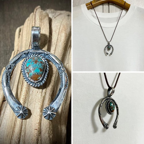 ターコイズマウンテンナジャシルバーネックレス# インディアンジュエリー