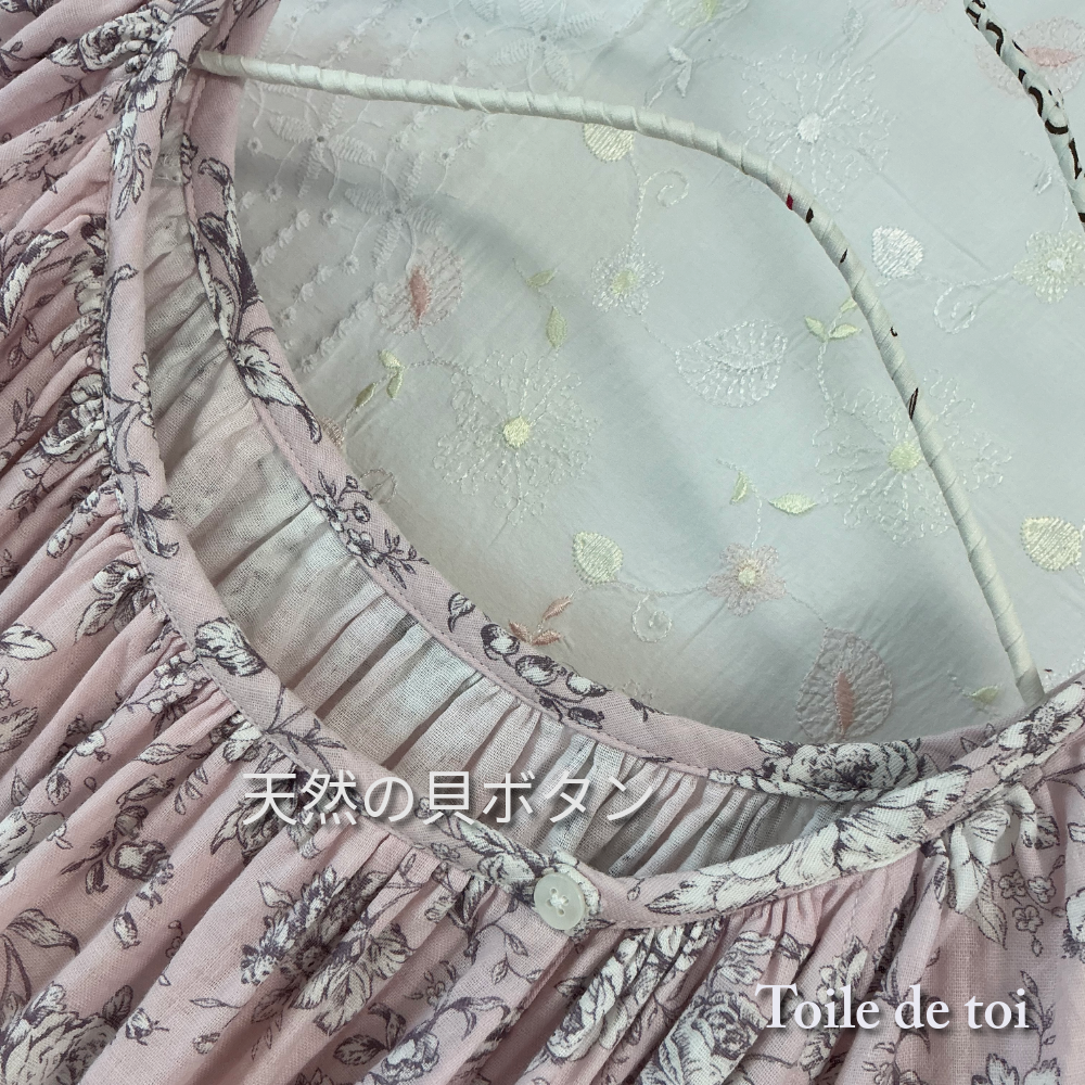 M ピンク 日本製ダブルガーゼワンピースパジャマ リラックスワンピース ナイトウェア