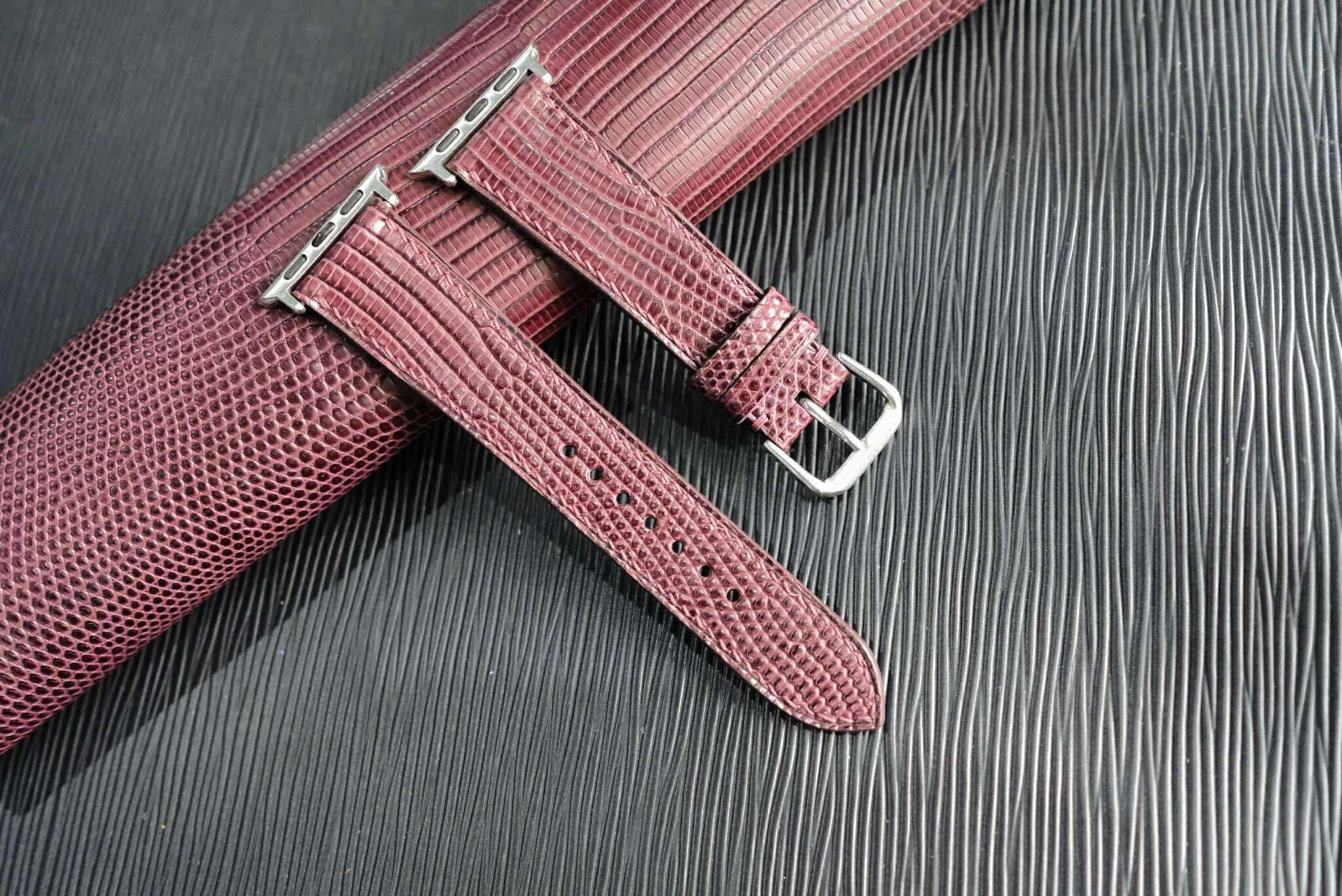 高級トカゲ革時計ベルト手縫い時計ベルトアップルウォッチ時計ベルト