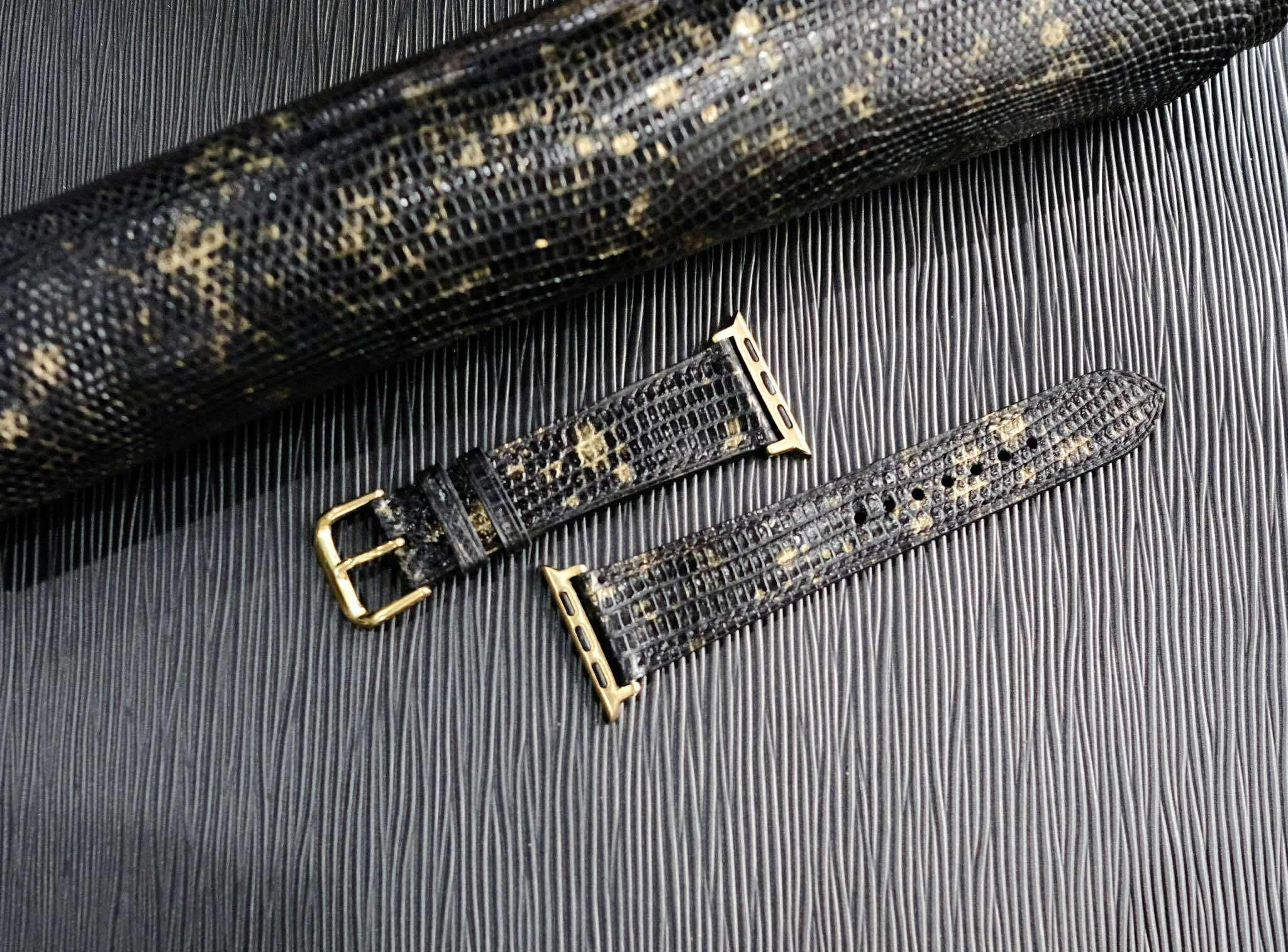 高級トカゲ革時計ベルト手縫い時計ベルトアップルウォッチ時計ベルト