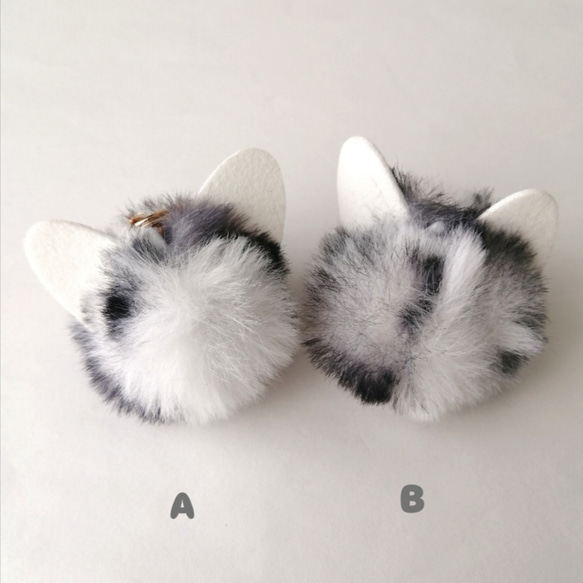 NEW/お試し価格【ふわふわねこちゃんファーとオーロラガラスのバッグチャーム】　猫キーホルダー　ファーキーホルダー　猫 9枚目の画像