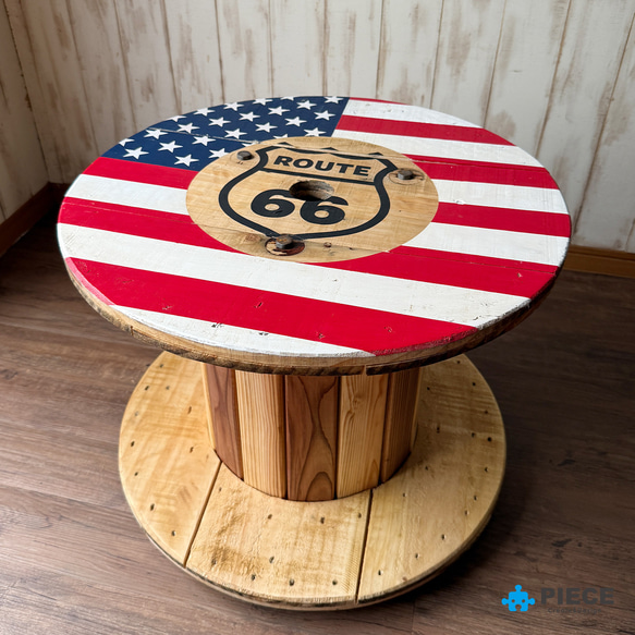 ケーブルドラム 電線ドラム サイドテーブル アメリカン ガレージ 星条旗 ケーブルドラム 電線ドラム テーブル アメリカン インテリア ガレージ