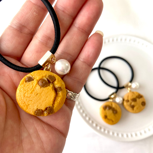 ミニサイズ！チョコチップクッキー ヘアゴム フェイクフード 食品