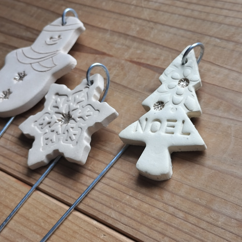 早割】 まるでクッキーのような陶 オーナメント ホワイト クリスマス