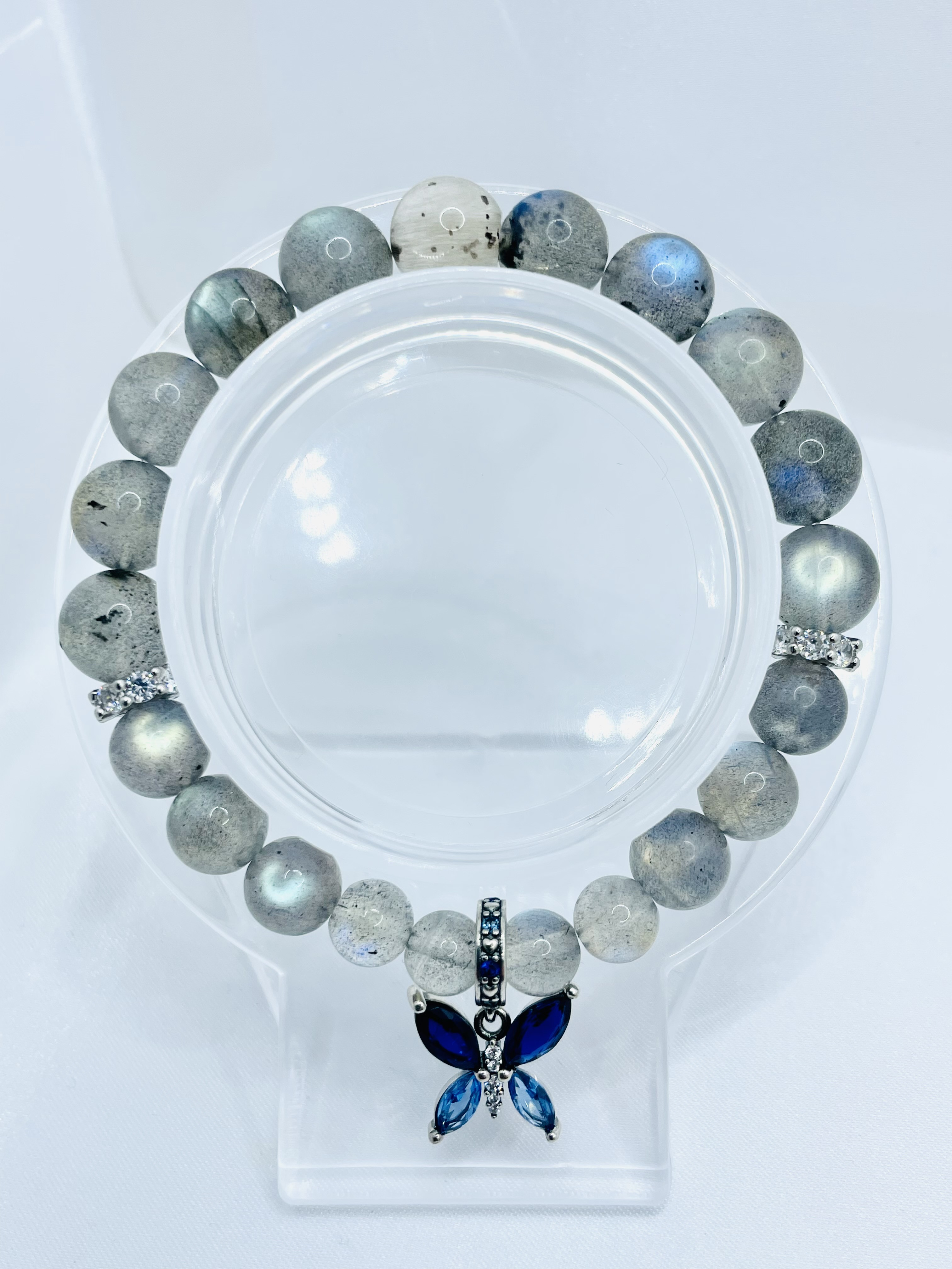 【シルバールチルクォーツ＆ラブラドライト】内径約15.5cm 浄化済み No,379