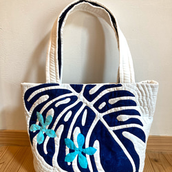 NO.202 ハワイアンキルトトートバッグ ハンドメイド バナナリーフ♪ NO.202 ハワイアンキルトトートバッグ ハンドメイド バナナリーフ