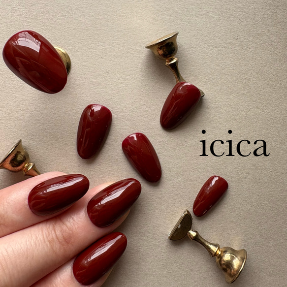 シンプル ワンカラー バーガンディ ネイルチップ ネイルチップ（つけ爪