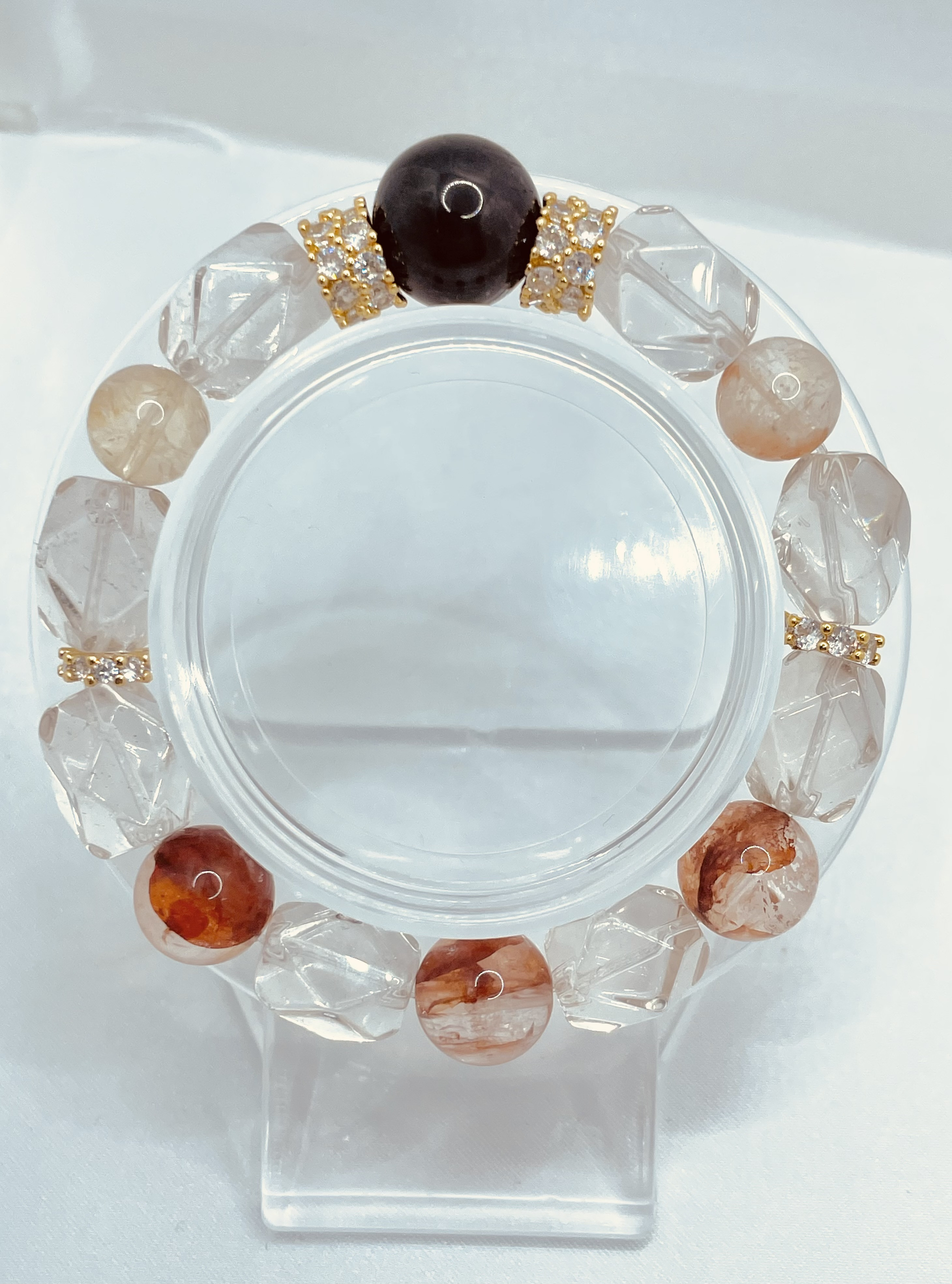 【スターガーネット＆ヘマタイトinクォーツ】内径約15.5cm 浄化済み No,391