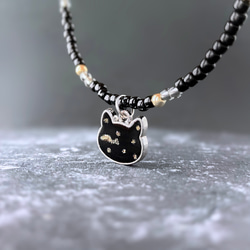 黒猫 ビーズネックレス ショート ネックレス・ペンダント utane+ 通販