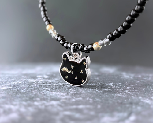 黒猫 ビーズネックレス ショート ネックレス・ペンダント utane+ 通販