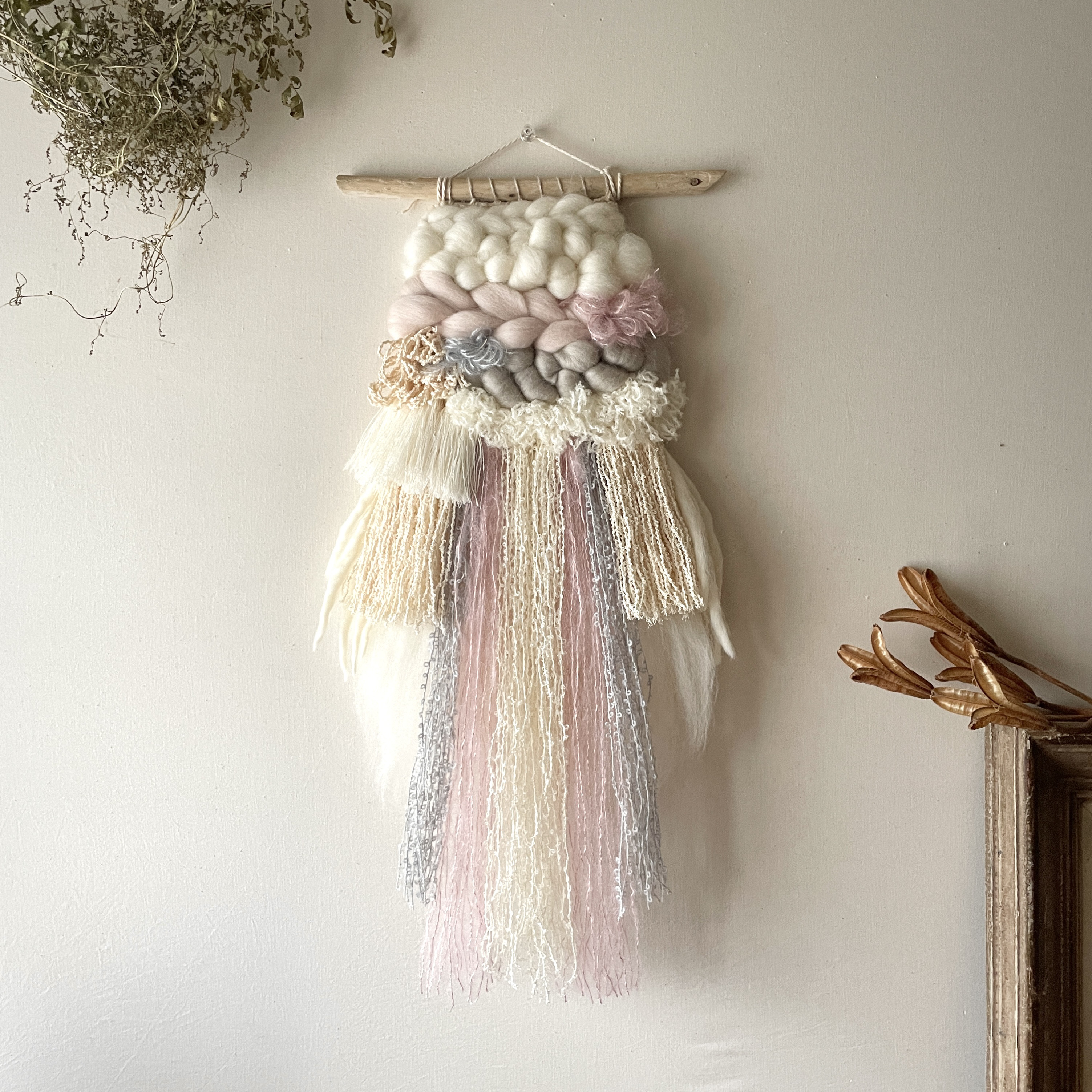 【１点もの】 流木 ウィービング タペストリー  『やさしい気持ち。f.』