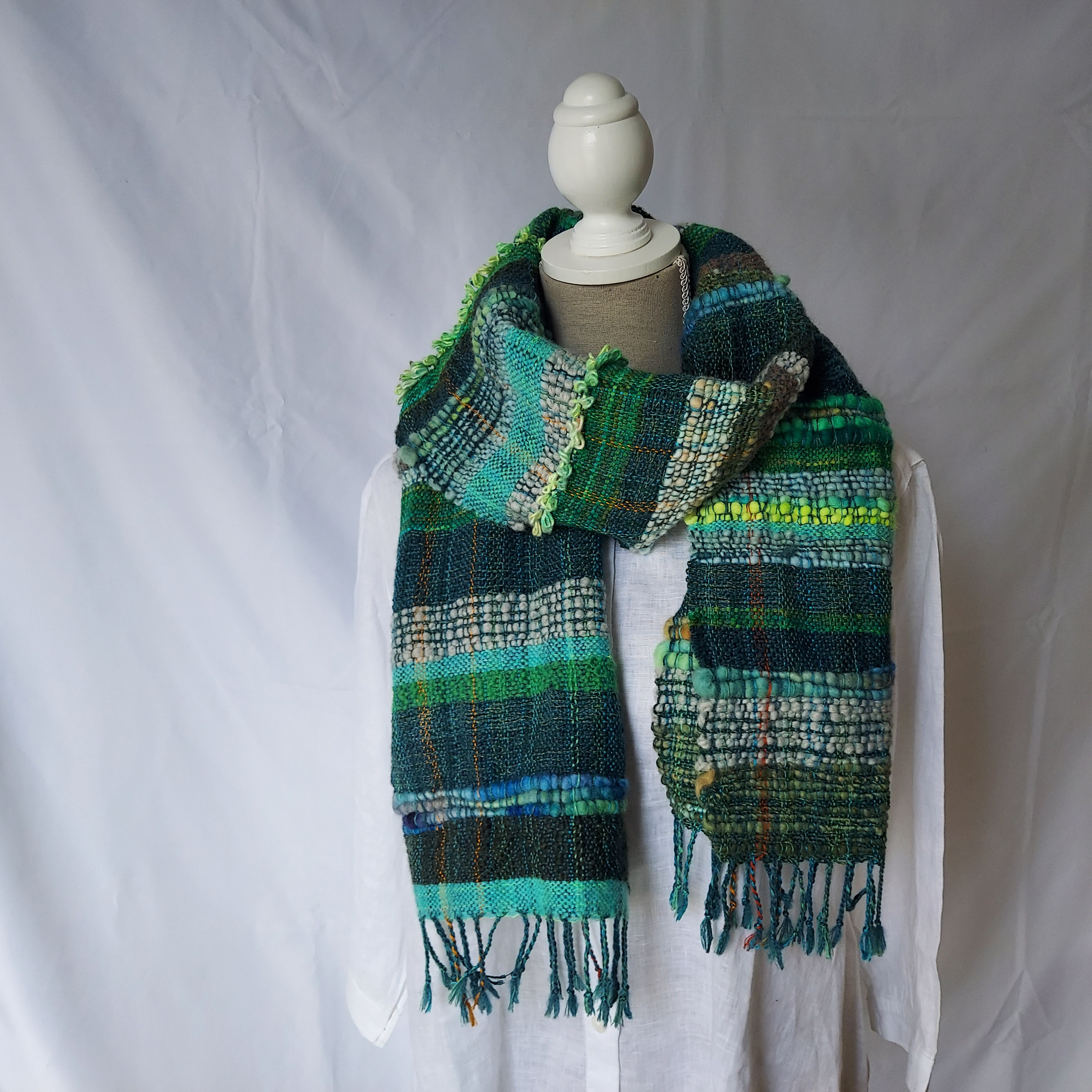 手織り　シルクウールのあじわいマフラー　作品25055