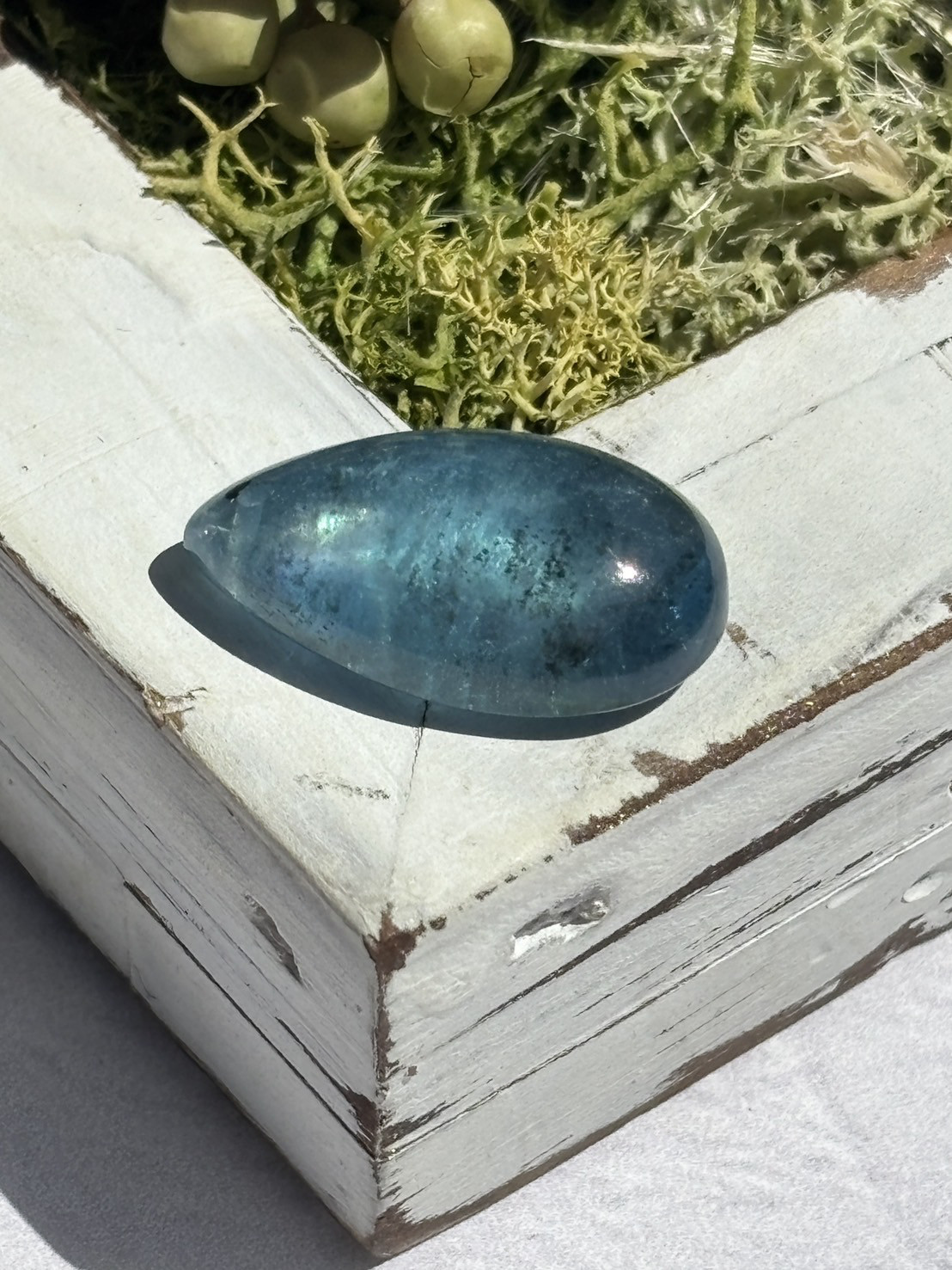 ディープブルー アクアマリン 大粒 ドロップ型 穴あき 02 天然石 天然色