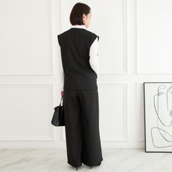 美シルエット✨ 体型カバー効果 サラサラ素材 ジレ　ブラック　0746BK 8枚目の画像