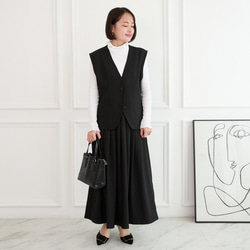 美シルエット✨ 体型カバー効果 サラサラ素材 ジレ　ブラック　0746BK 9枚目の画像