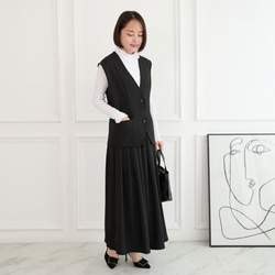 美シルエット✨ 体型カバー効果 サラサラ素材 ジレ　ブラック　0746BK 10枚目の画像