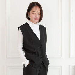 美シルエット✨ 体型カバー効果 サラサラ素材 ジレ　ブラック　0746BK 2枚目の画像