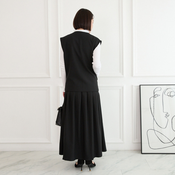 美シルエット✨ 体型カバー効果 サラサラ素材 ジレ　ブラック　0746BK 11枚目の画像