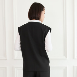 美シルエット✨ 体型カバー効果 サラサラ素材 ジレ　ブラック　0746BK 3枚目の画像