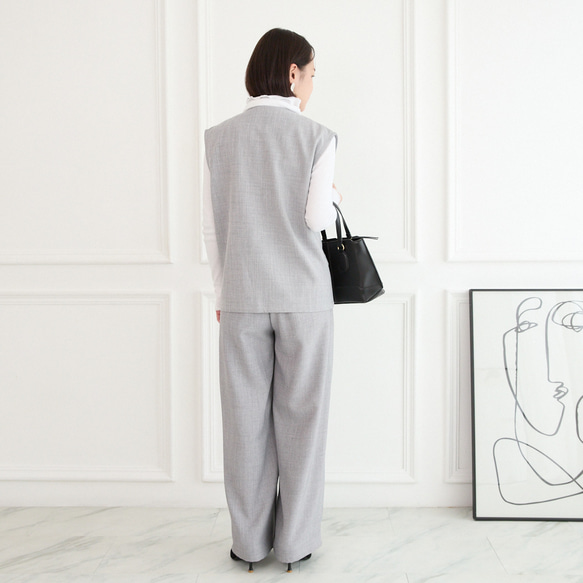 美シルエット✨ 体型カバー効果 サラサラ素材 ジレ　グレー　0746Grey 7枚目の画像