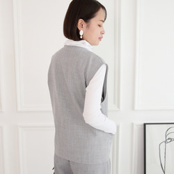 美シルエット✨ 体型カバー効果 サラサラ素材 ジレ　グレー　0746Grey 3枚目の画像