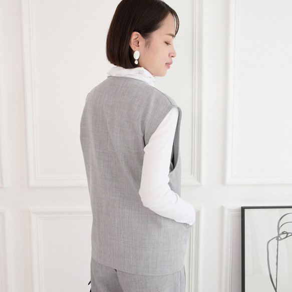 美シルエット✨ 体型カバー効果 サラサラ素材 ジレ　グレー　0746Grey 3枚目の画像