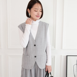 美シルエット✨ 体型カバー効果 サラサラ素材 ジレ　グレー　0746Grey 1枚目の画像