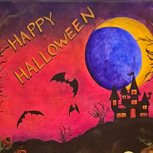 絵画　蜘蛛の絵　ハロウィン　アクリル画 絵画 蜘蛛の絵 ハロウィン アクリル画 蜘蛛の巣トラップとクモの