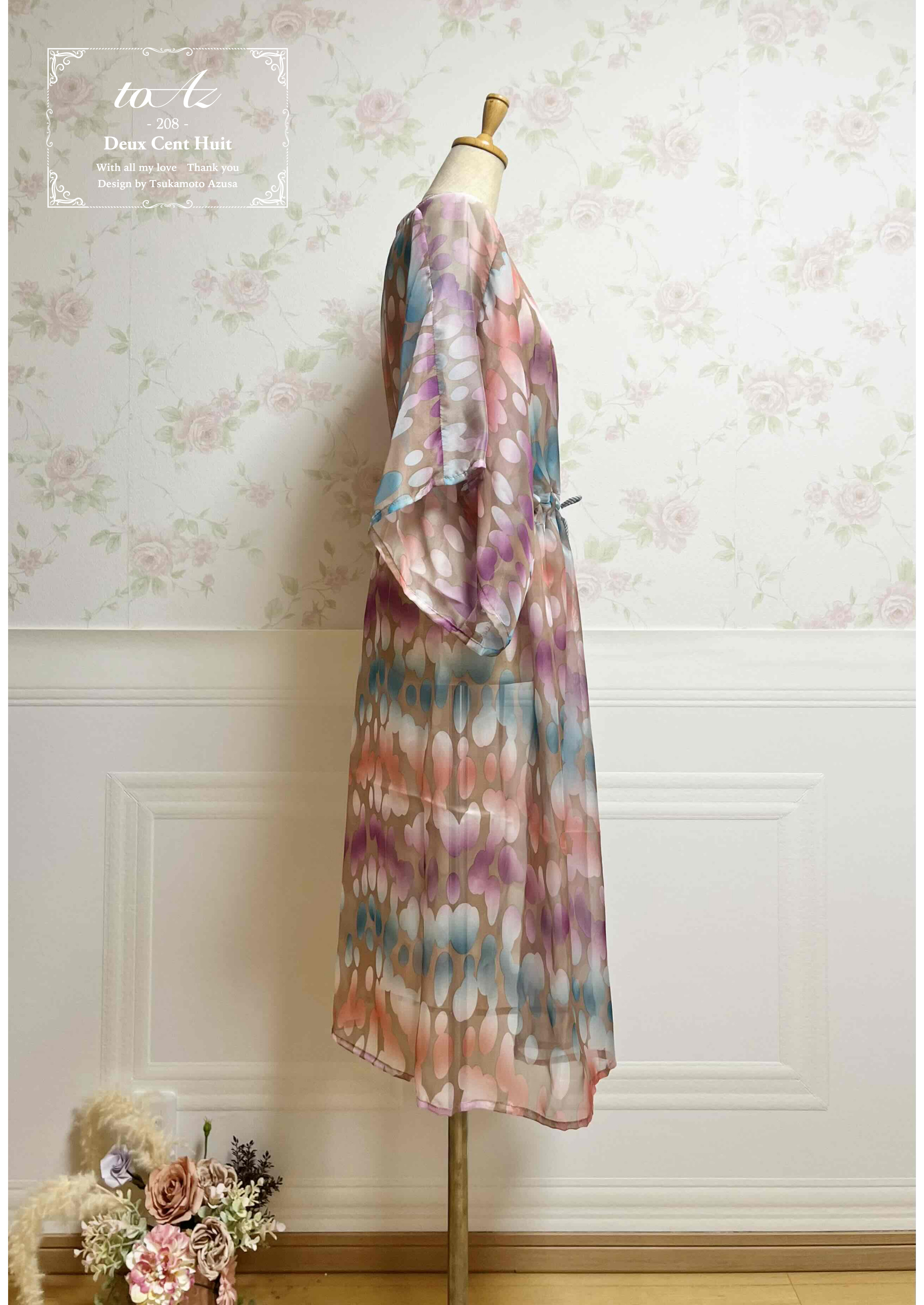 フリーサイズワンピース【ドット柄グレージュ】