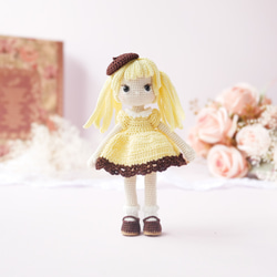 Little girl}あみぐるみ バッグチャーム/ピンクのツインテール女の子