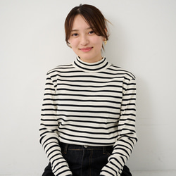 ﾓﾘﾉｶﾞｯｺｳ お得な3枚セットハイネックテレコトップス (ボーダー＋ブルー）｜ mg-th-set-06 4枚目の画像