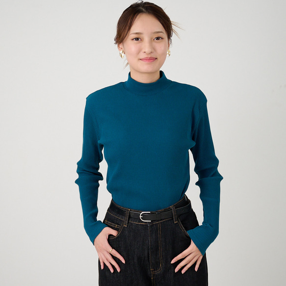 ﾓﾘﾉｶﾞｯｺｳ お得な3枚セットハイネックテレコトップス (ボーダー＋ブルー）｜ mg-th-set-06 10枚目の画像