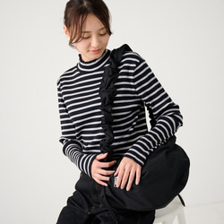 ﾓﾘﾉｶﾞｯｺｳ お得な3枚セットハイネックテレコトップス (ボーダー＋ブルー）｜ mg-th-set-06 9枚目の画像