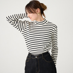 ﾓﾘﾉｶﾞｯｺｳ お得な3枚セットハイネックテレコトップス (ボーダー＋ブルー）｜ mg-th-set-06 19枚目の画像