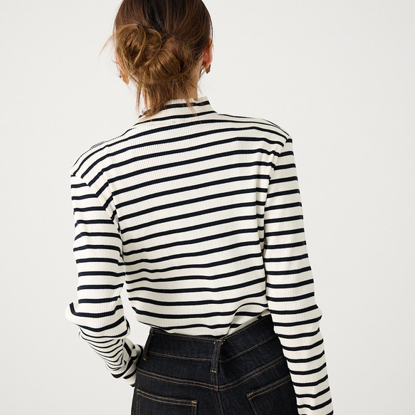 ﾓﾘﾉｶﾞｯｺｳ お得な3枚セットハイネックテレコトップス (ボーダー＋ブルー）｜ mg-th-set-06 11枚目の画像