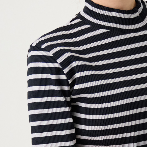 ﾓﾘﾉｶﾞｯｺｳ お得な3枚セットハイネックテレコトップス (ボーダー＋ブルー）｜ mg-th-set-06 12枚目の画像