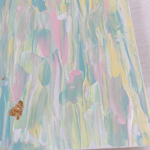 優しい色 小さめ 抽象画 パステルカラー アクリル絵の具 ピンク